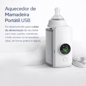 Aquecedor Mamadeira Portátil USB Recarregável com Visor LCD