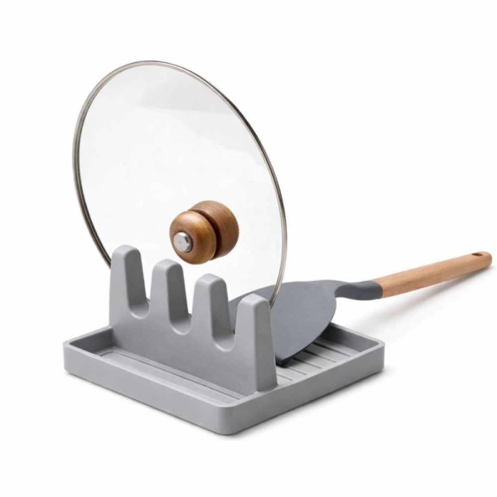 Suporte Descanso Tampa Panela Utensílios Organizador Cozinha - Cinza