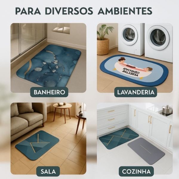 Kit 2 Tapetes Impermeável Antiderrapante Banheiro Cozinha - 2 Redondos