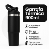 Garrafa Caneca Térmica  900ml - Preta