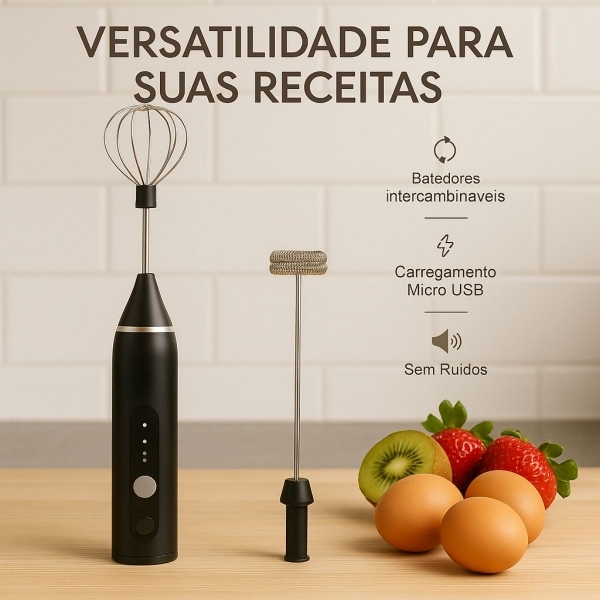 Mixer Elétrico Portátil Com 2 Batedores 3 Velocidades Usb