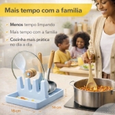 Suporte Descanso Tampa Panela Utensílios Organizador Cozinha - Azul