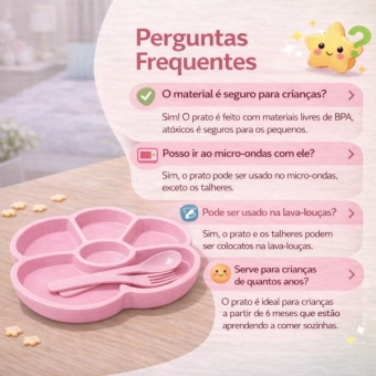 Prato Infantil Com Divisorias Flor Garfo E Colher BPA Free