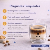 Copo Urso Vidro Duplo 250ml Café Chá Leite Parede Dupla