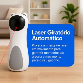 Brinquedo Laser Automático Giratório para Gatos