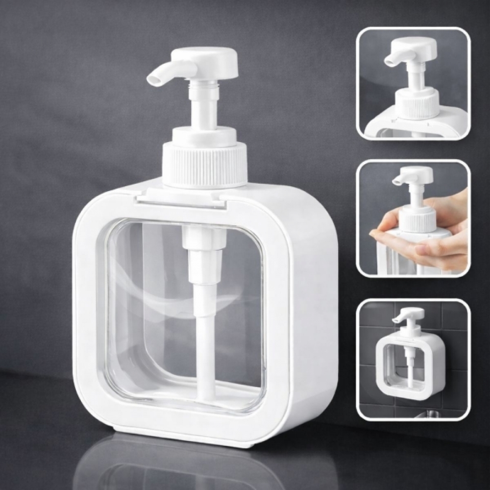 Dispenser Sabonete Líquido 300ml Quadrado Banheiro Cozinha - Branco