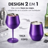 Copo Térmico 2 em 1 Aço Inox 400ml Taça Bebida Fria Quente - Roxo