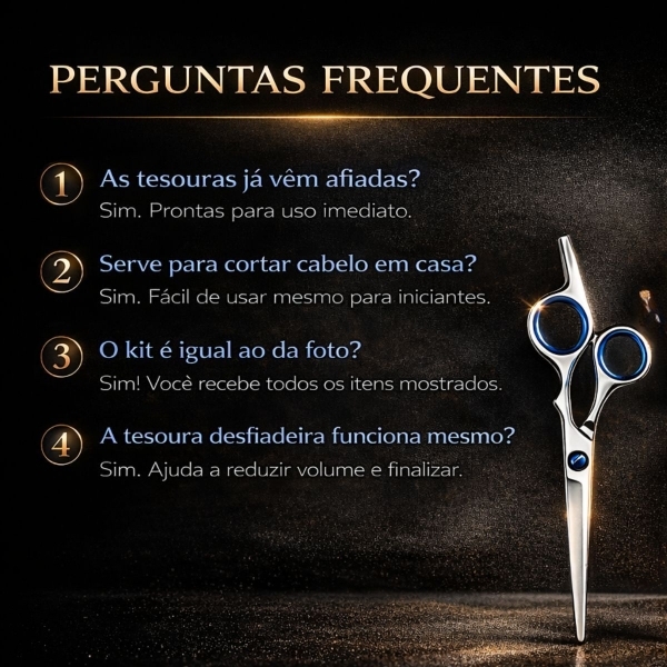 Kit Barbeiro Profissional Completo Tesoura Desbaste Pentes Aparador de pelo nariz