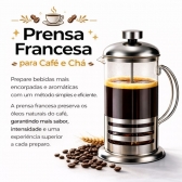 Prensa Francesa Café 350ml Vidro Aço Inox Para Chá