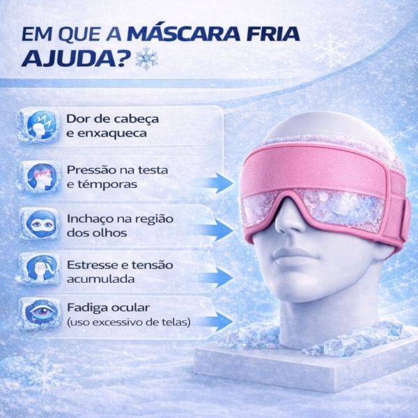 Máscara Gel Terapêutica Fria Quente Dor Cabeça e Olhos - Rosa