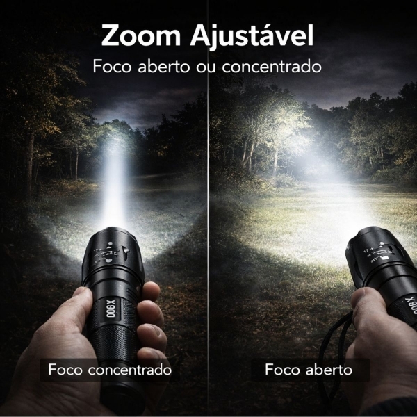 Lanterna Tática X900 Recarregável Zoom LED Potente