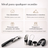 Kit Acessórios para Vinho 5 Peças Saca Rolhas e Dosador