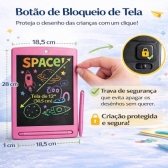 Lousa Mágica Infantil LCD 12 Para Desenhar e Escrever - Rosa