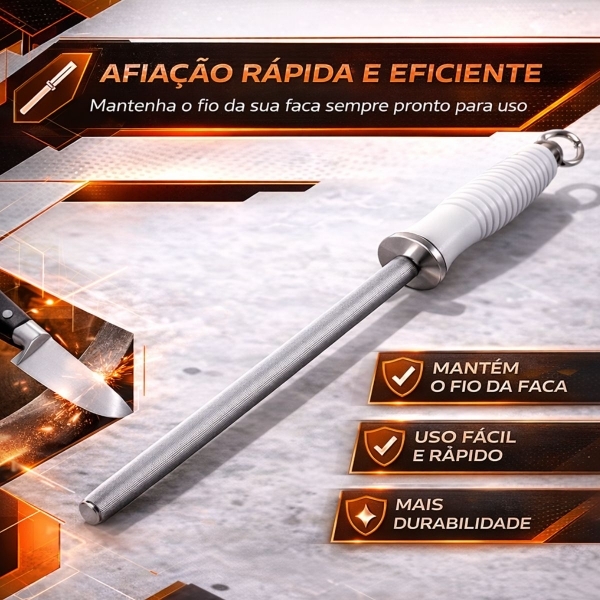 Kit Churrasco Profissional 3 Peças Faca Garfo Chaira Aço Inox