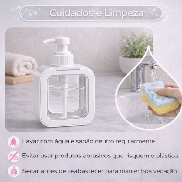 Dispenser Sabonete Líquido 300ml Quadrado Banheiro Cozinha - Branco