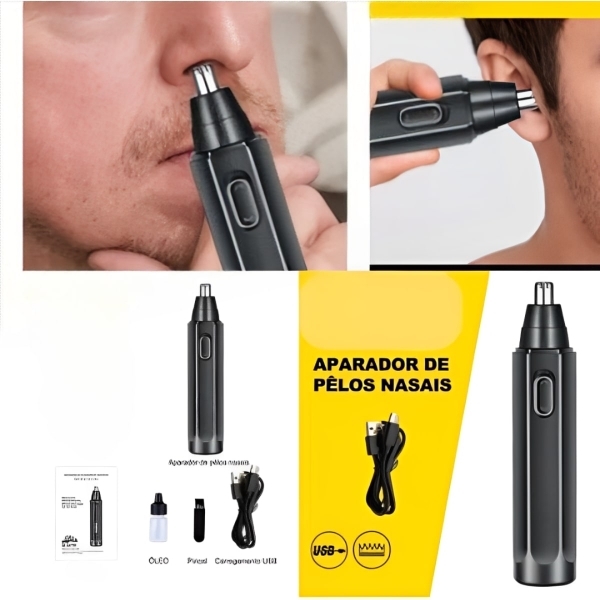Máquina Aparador Cortador de pelos de nariz e orelha USB