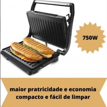 Grill Sanduicheira Press Gourmet Ceramic Inox  Preto 750W