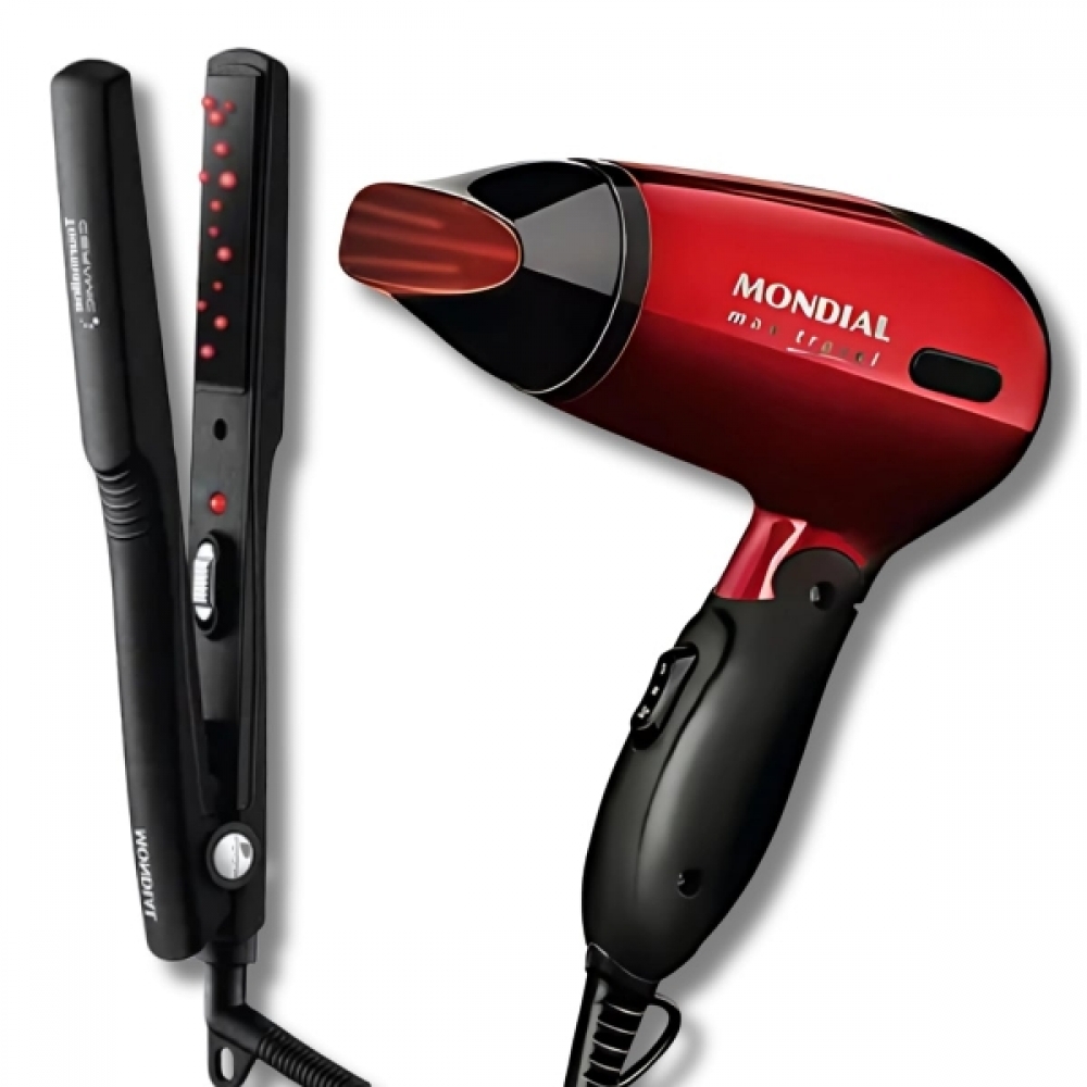 Kit Secador Cabelo Portátil Dobrável PrachaTurmalina Mondial