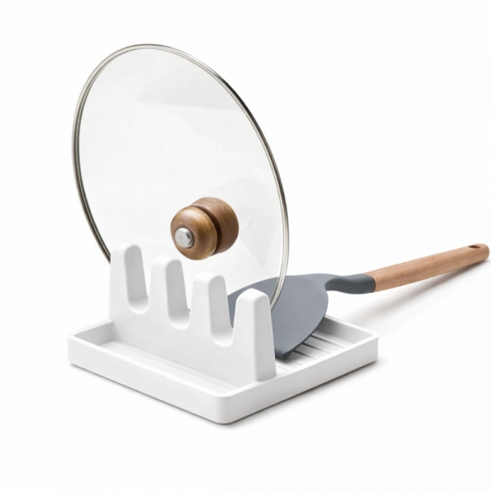 Suporte Descanso Tampa Panela Utensílios Organizador Cozinha - Branco