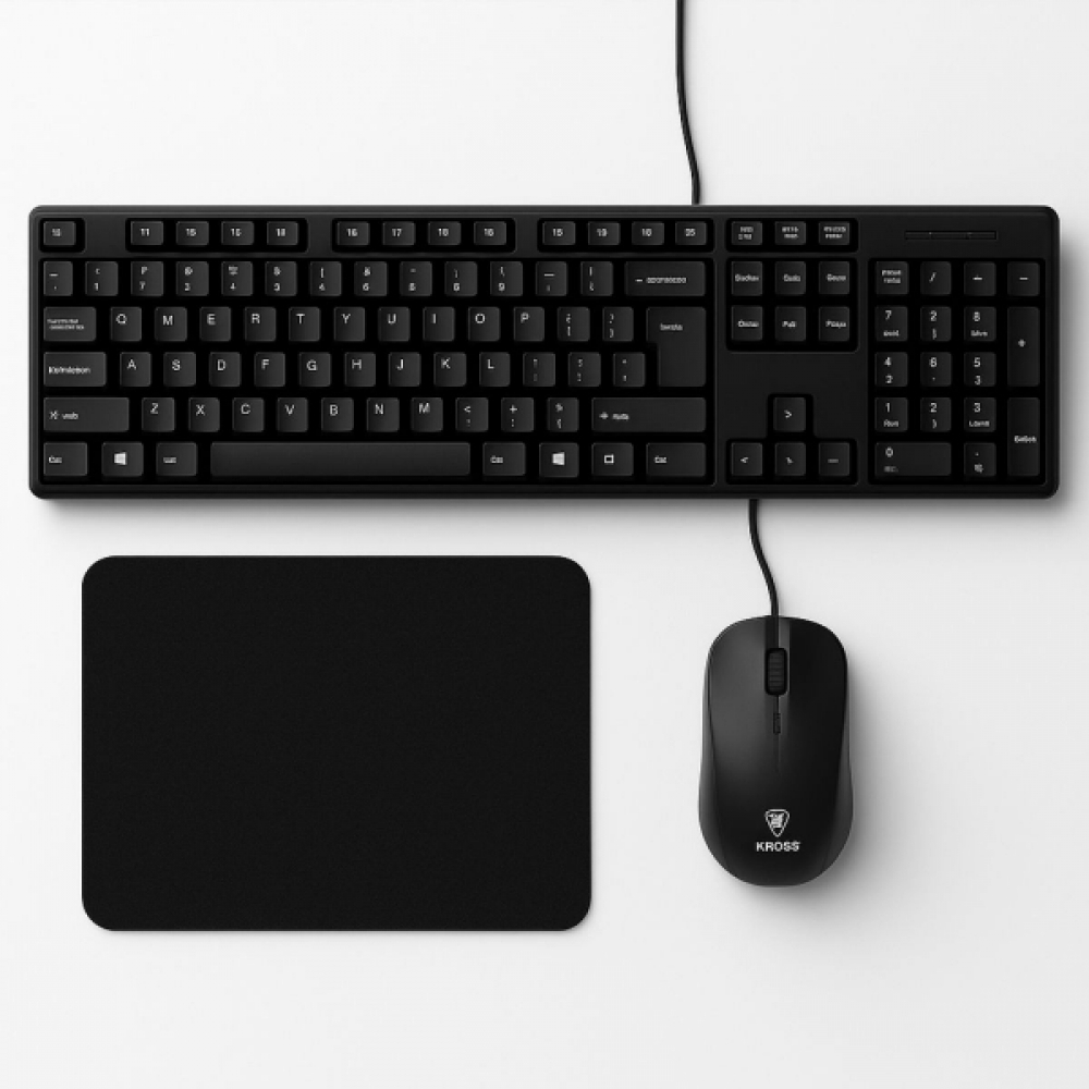 Kit mouse & teclado com fio escritório macio mouse pad preto