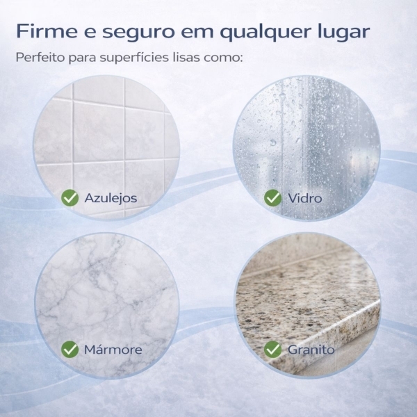 Barra de Apoio para Banheiro com Ventosa Sem Furo Segurança