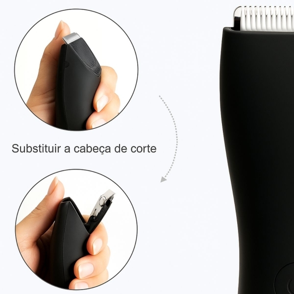 Depilador Masculino Partes Intimas Portátil À Prova D´ Água - Cinza/Prata