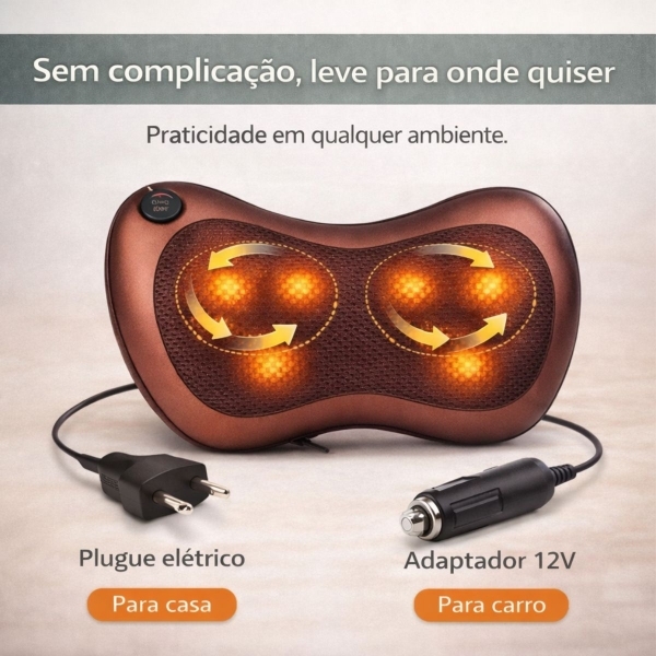 Almofada Massageadora Shiatsu Aquecimento no Carro e em Casa