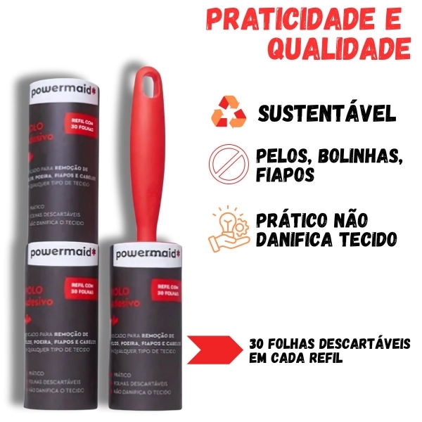 Rolo Adesivo Removedor De Tira Pelos Roupas Sofa Com 3 Refil